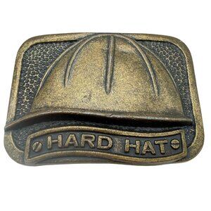 Vtg Brass Hard Hat Belt Buckle Construction Worker Industrial Retro Accessory